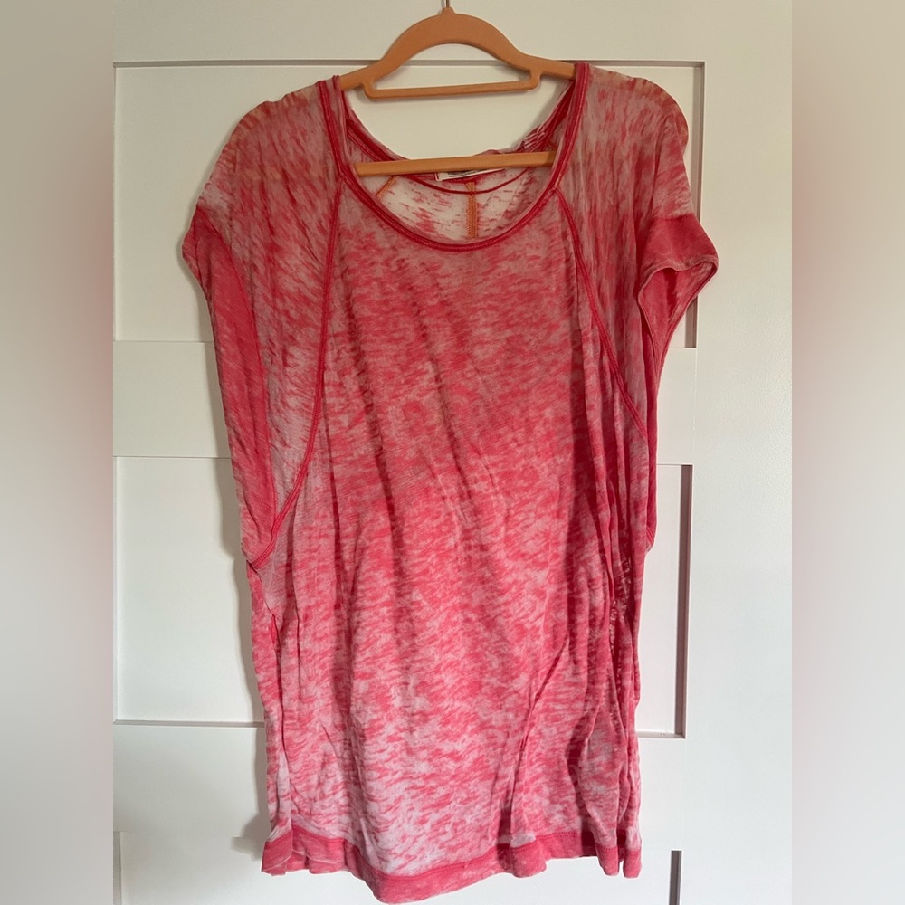 We The Free Pink/Red Short Sleeve Tee